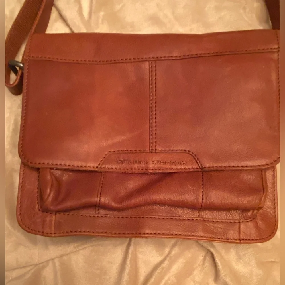 Spikes&Sparrow Unisex Messanger Stlye Flap Bag Crossbody Bag Brown Leather